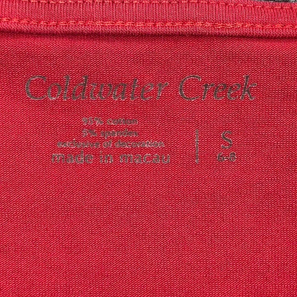 Coldwater Creek Lace Trim‎ Tank Top Women Red Scoop Neck Cotton Blend Stretch S